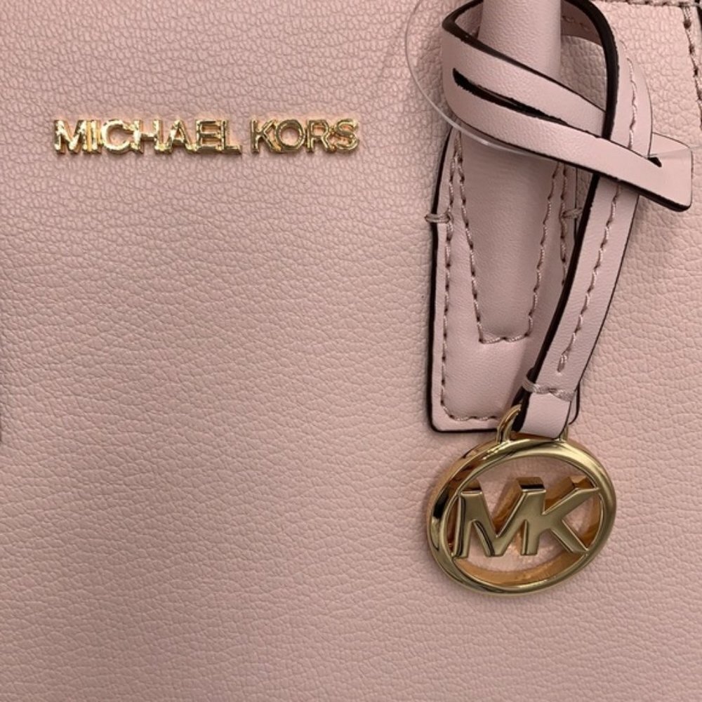 Michael Kors Avril Small Leather Top-Zip Satchel Powder Blush color - Picture 7 of 16